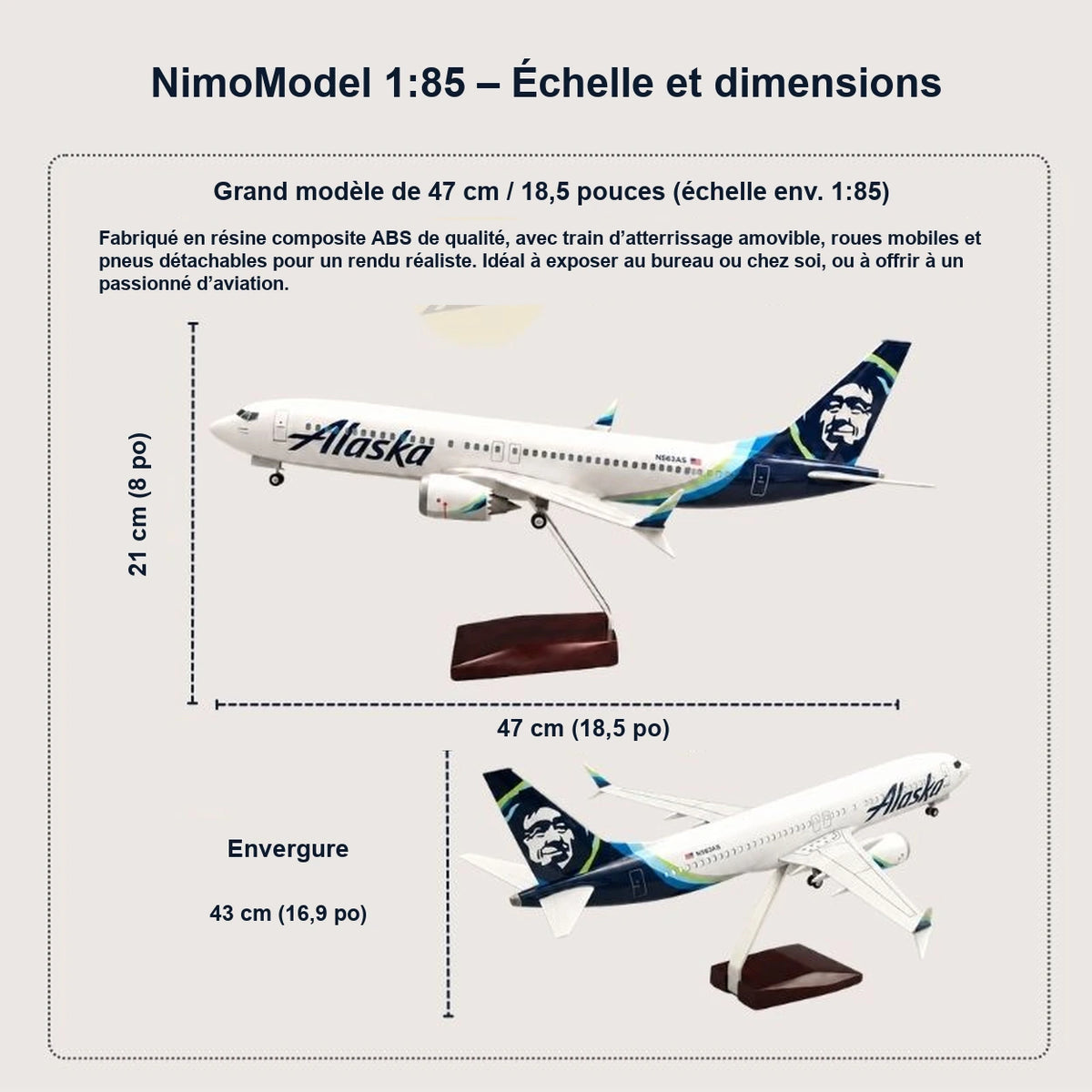 Maquette du Boeing 737 d’Alaska Airlines à l’échelle 1:85