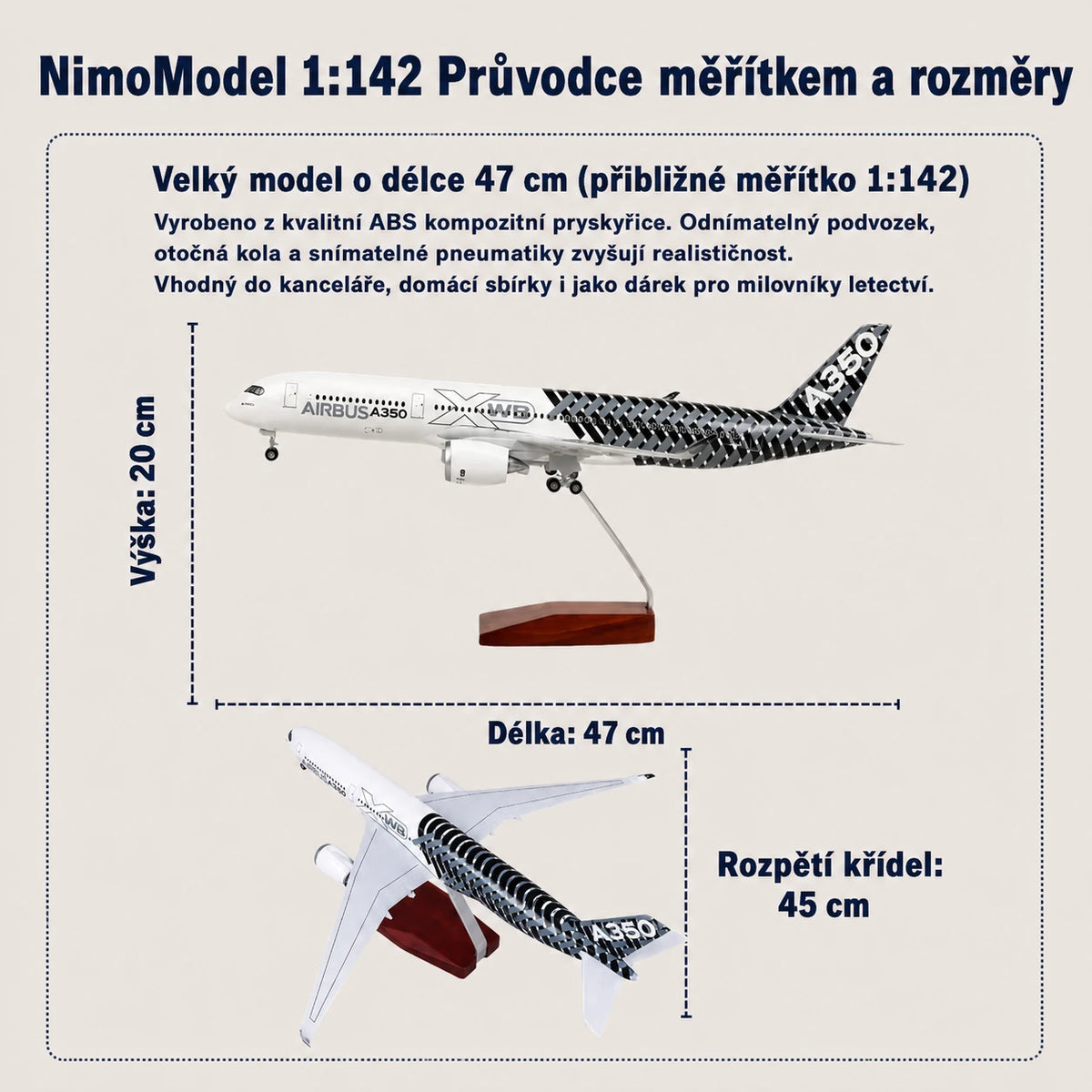 Model Prototyp Airbus A350 XWB – karbonové zbarvení v měřítku 1:142