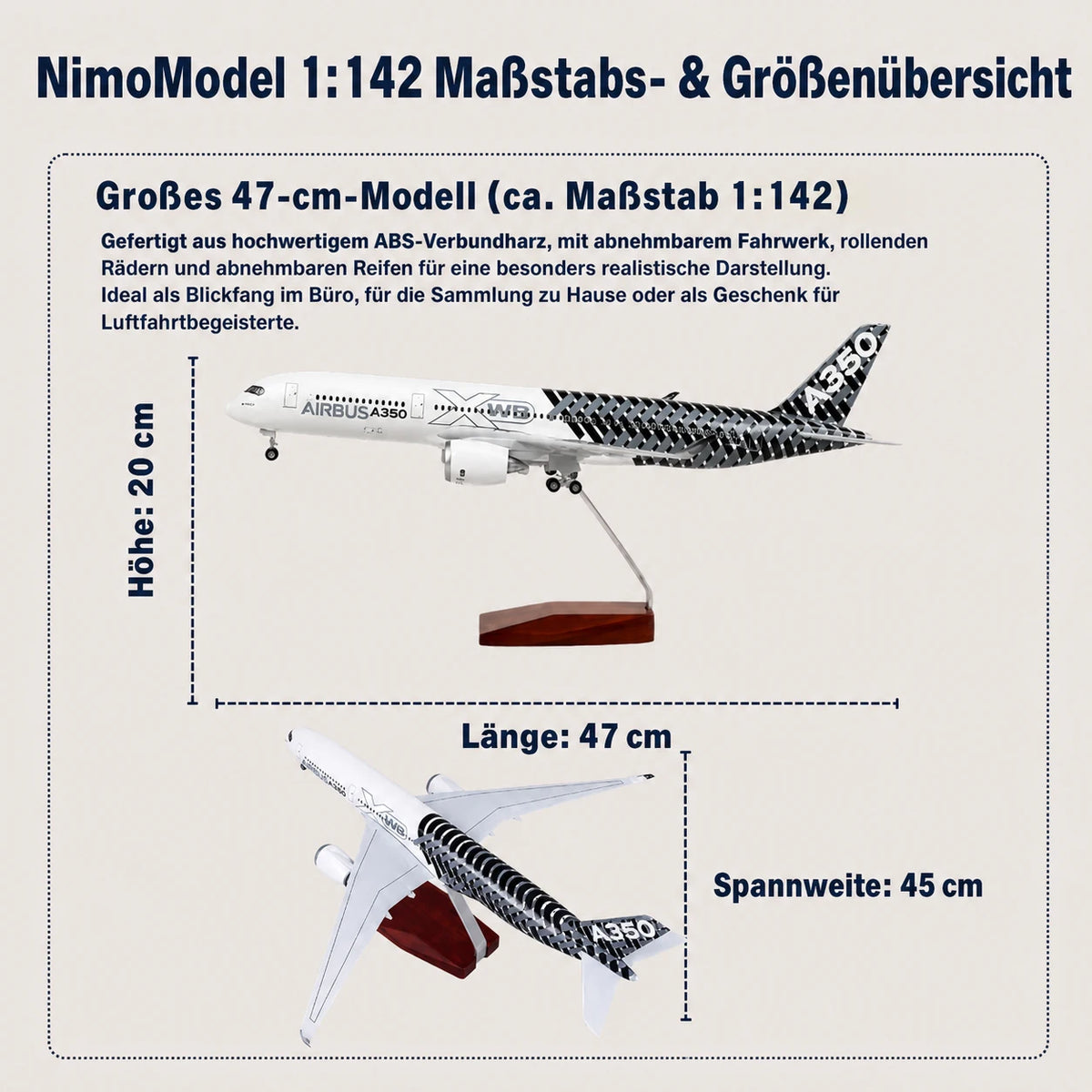 Airbus A350 XWB Prototyp – Carbonfaser-Lackierung – Modell im Maßstab 1:142