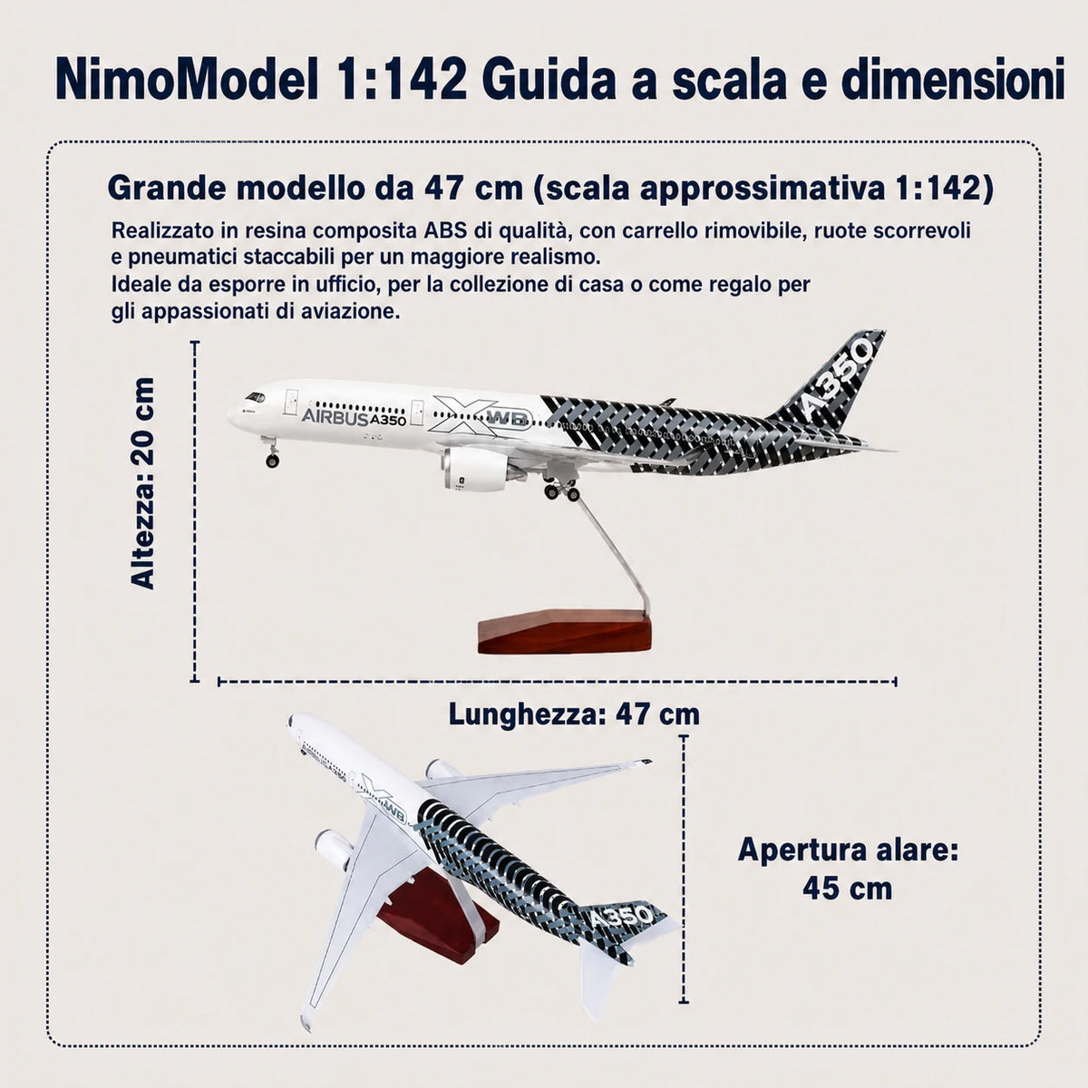 Modellino Prototipo Airbus A350 XWB – livrea in fibra di carbonio in scala 1:142
