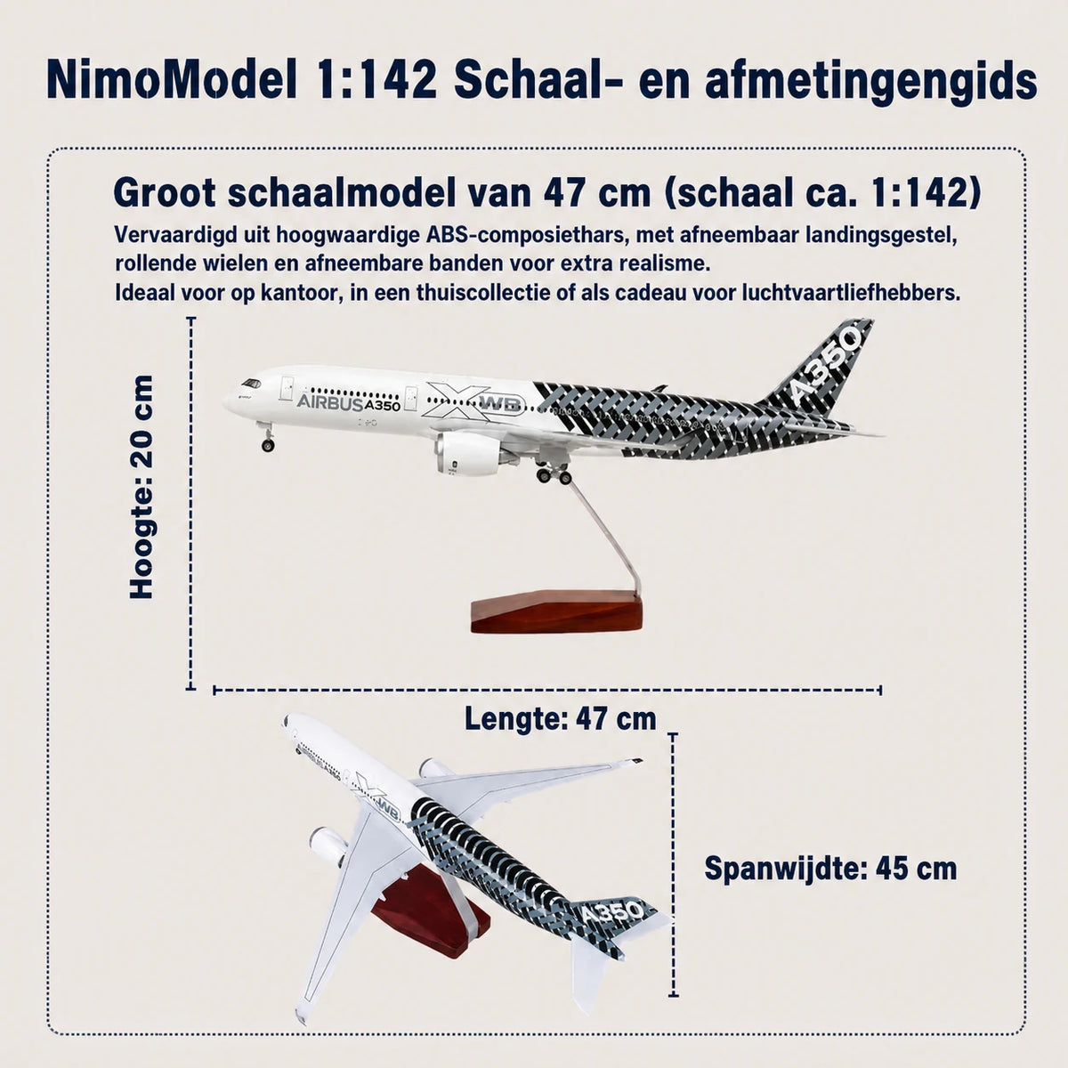 Schaalmodel Prototype Airbus A350 XWB – carbonvezelkleurstelling 1:142