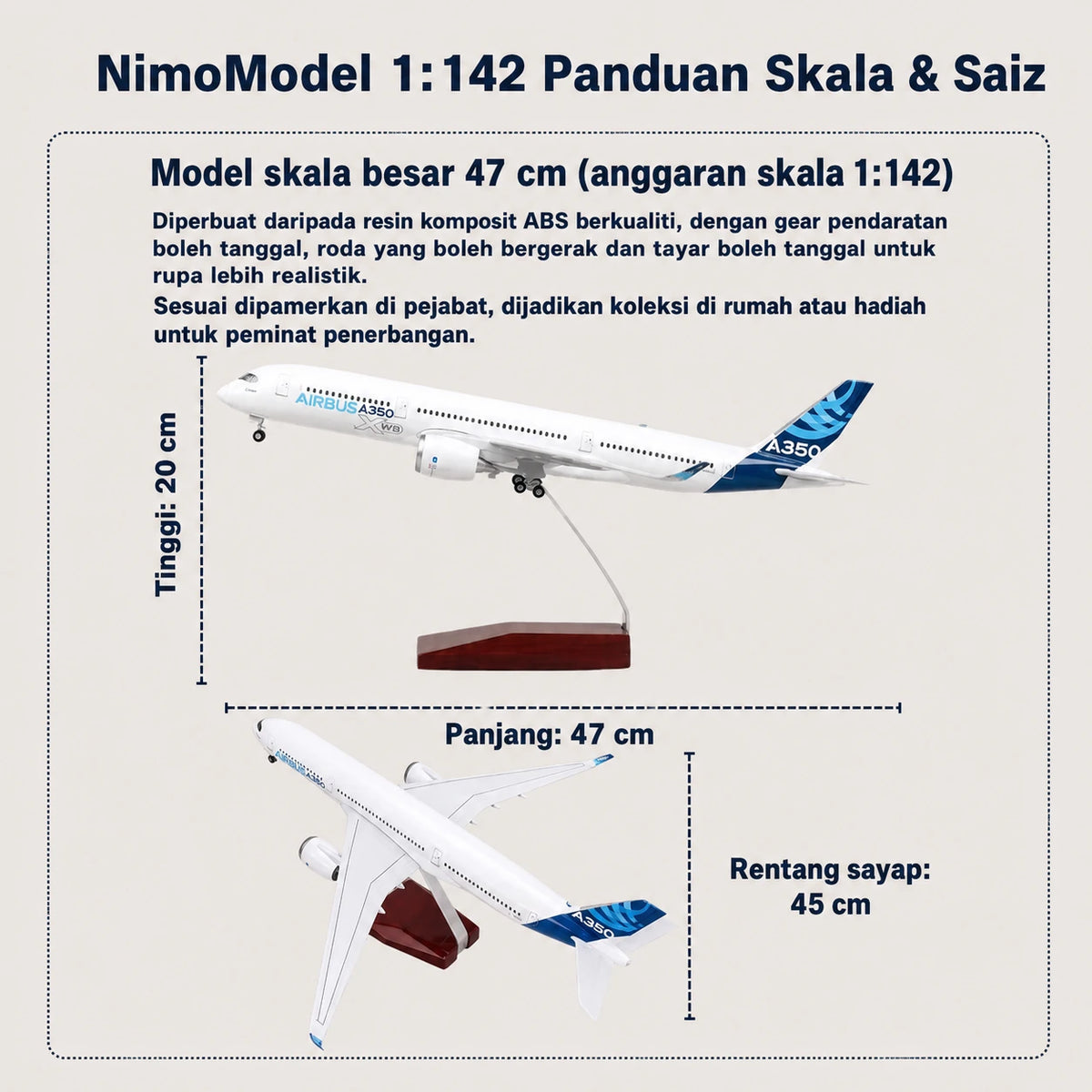 Model Prototaip Airbus A350 XWB Skala 1:142