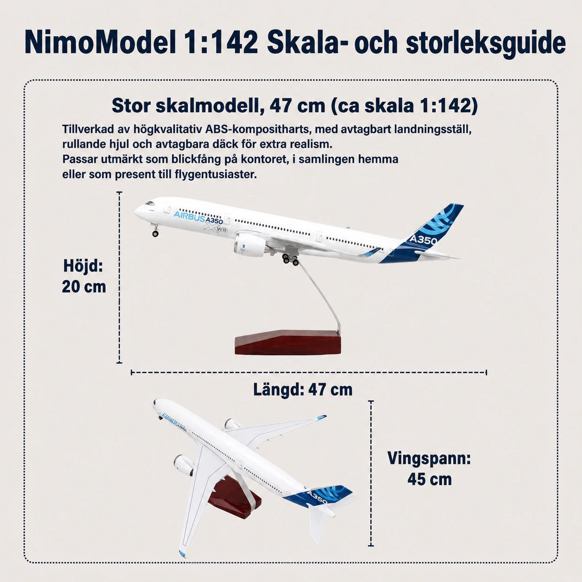 Modell av Prototyp av Airbus A350 XWB i skala 1:142
