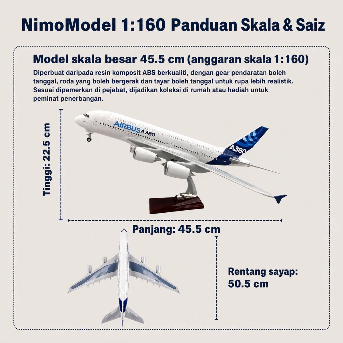 Model Prototaip Airbus A380 Skala 1:160