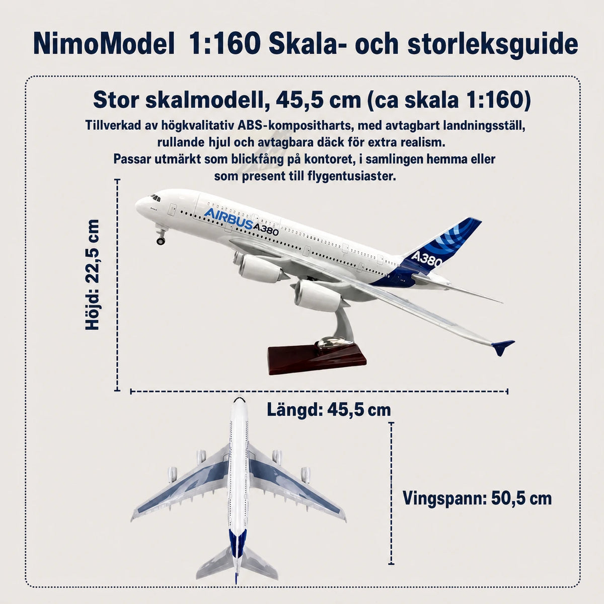 Modell av Prototyp av Airbus A380 i skala 1:160