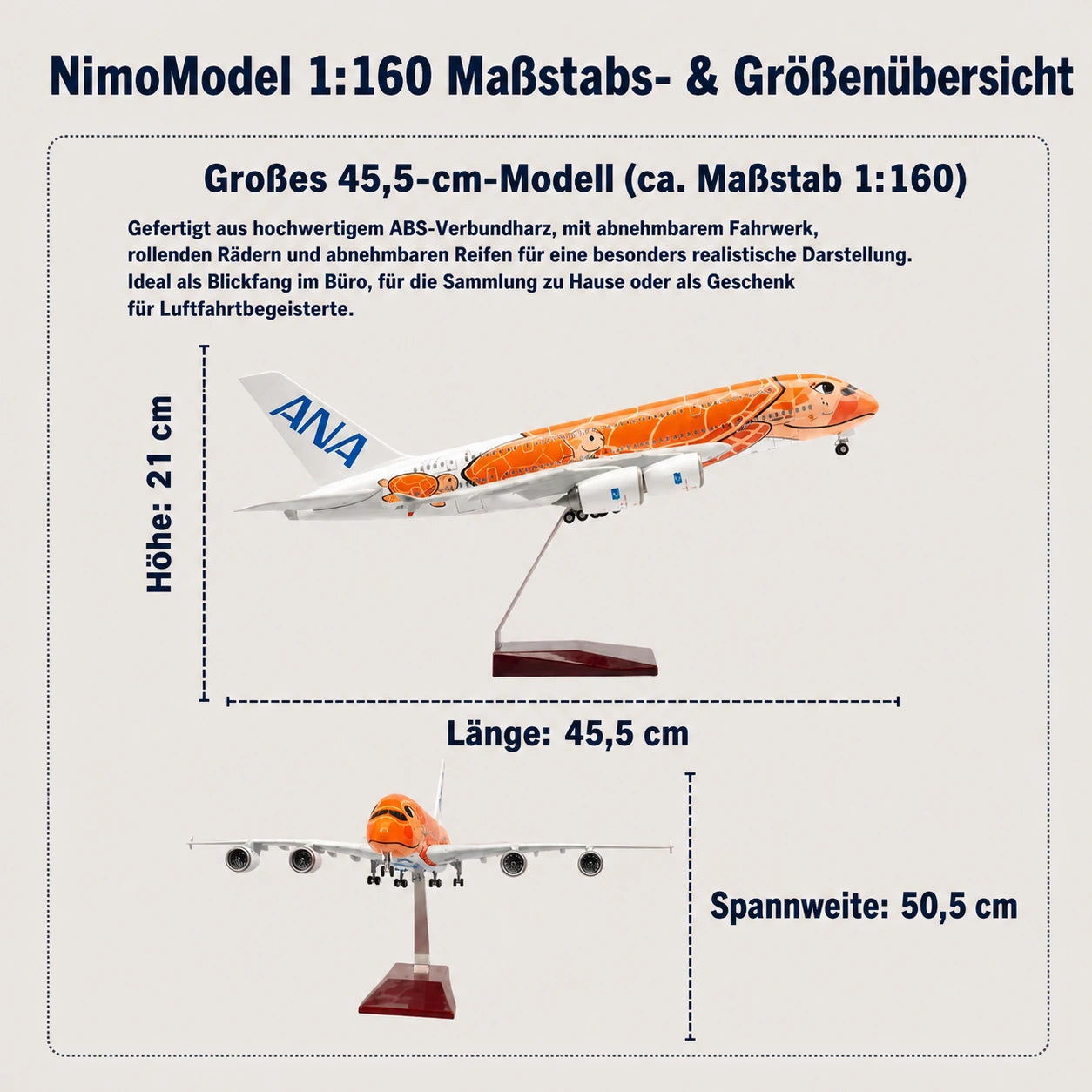 ANA Airbus A380 „Flying Honu“ Ka La – Modell im Maßstab 1:160
