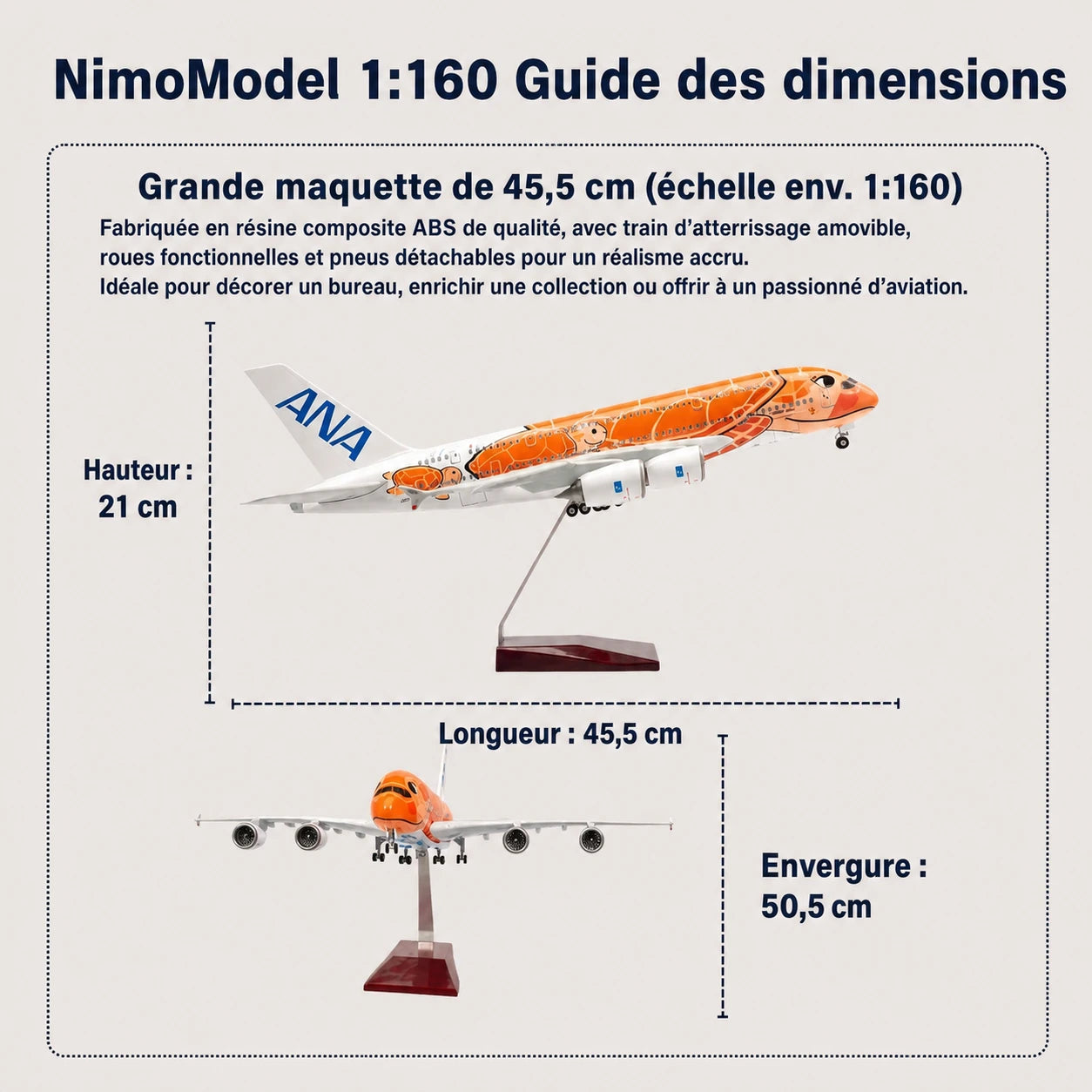 Maquette Airbus A380 « Flying Honu » Ka La d’ANA à l’échelle 1:160