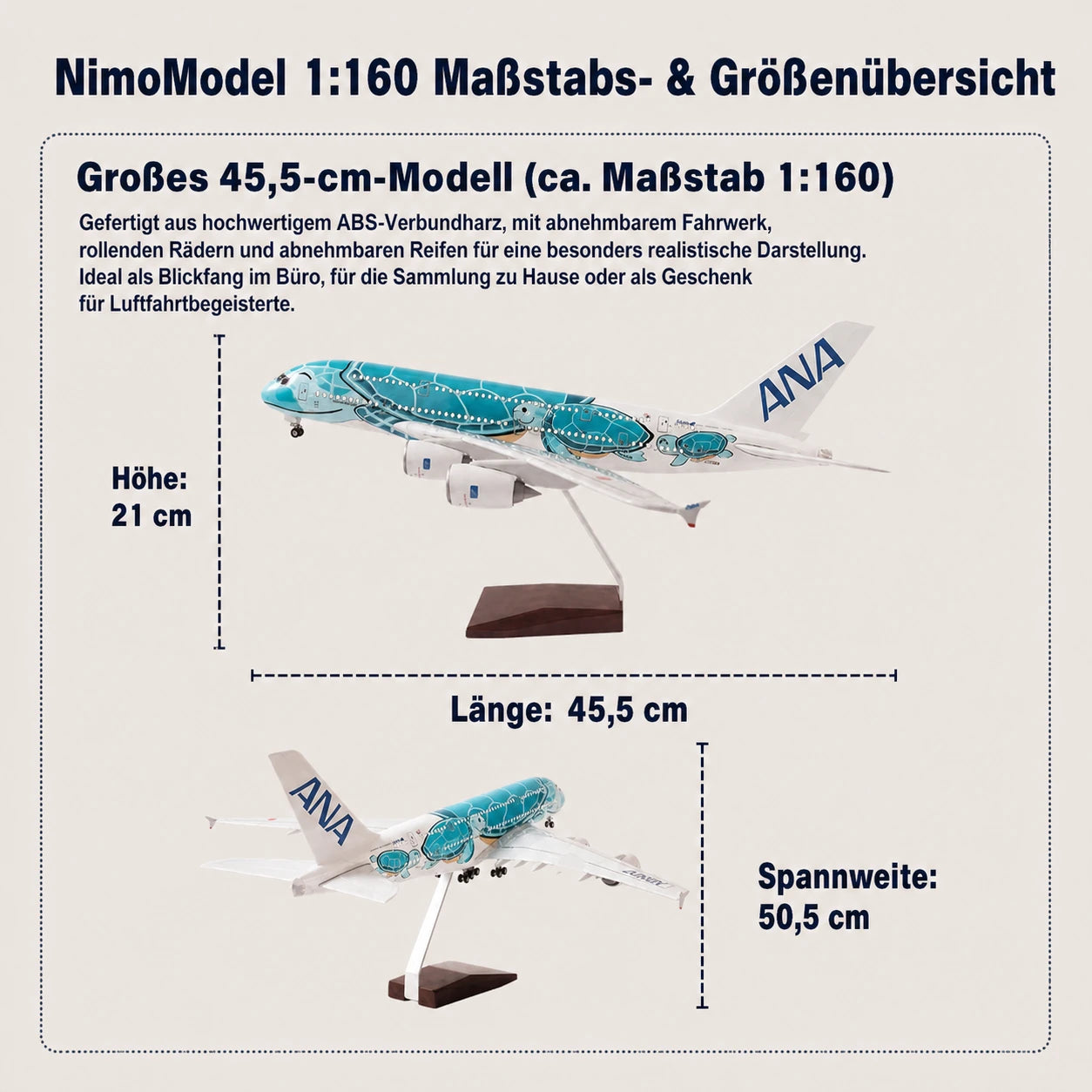 ANA Airbus A380 „Flying Honu“ Lani – Modell im Maßstab 1:160