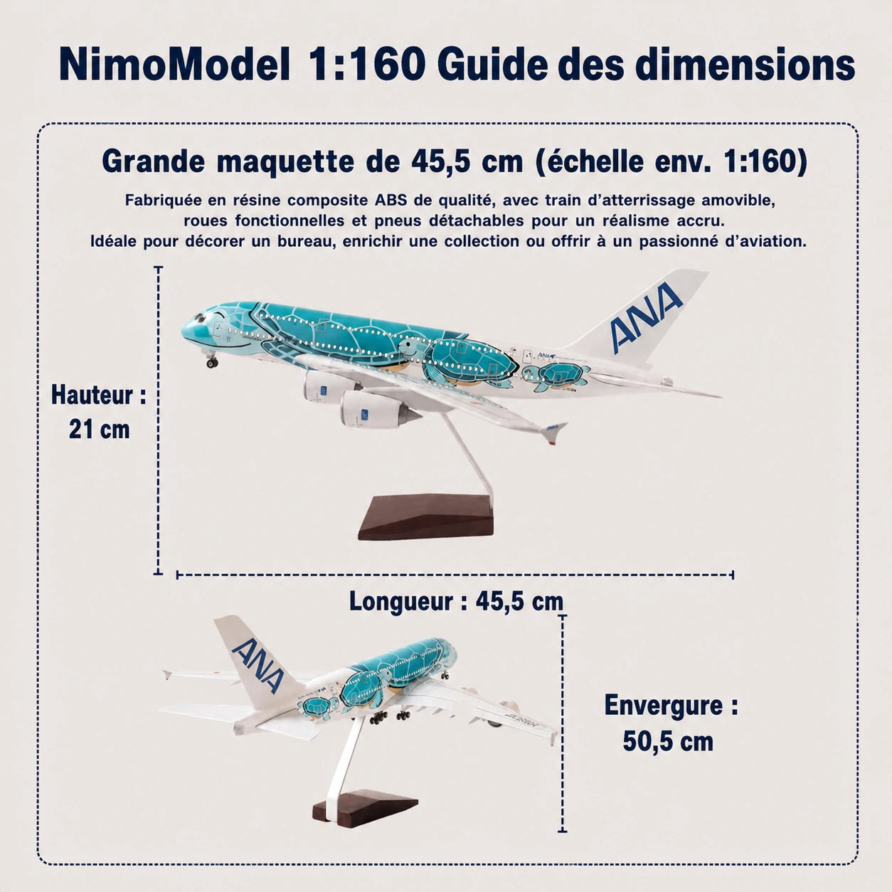 Maquette Airbus A380 « Flying Honu » Lani d’ANA à l’échelle 1:160