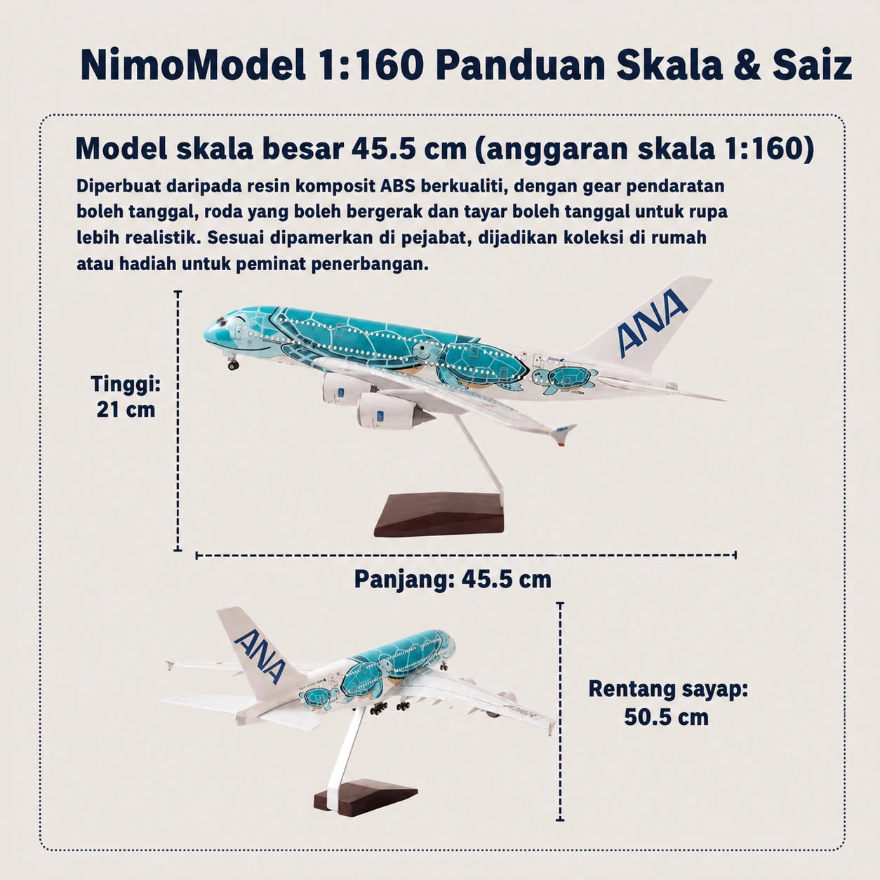 Model ANA Airbus A380 “Flying Honu” Lani Skala 1:160
