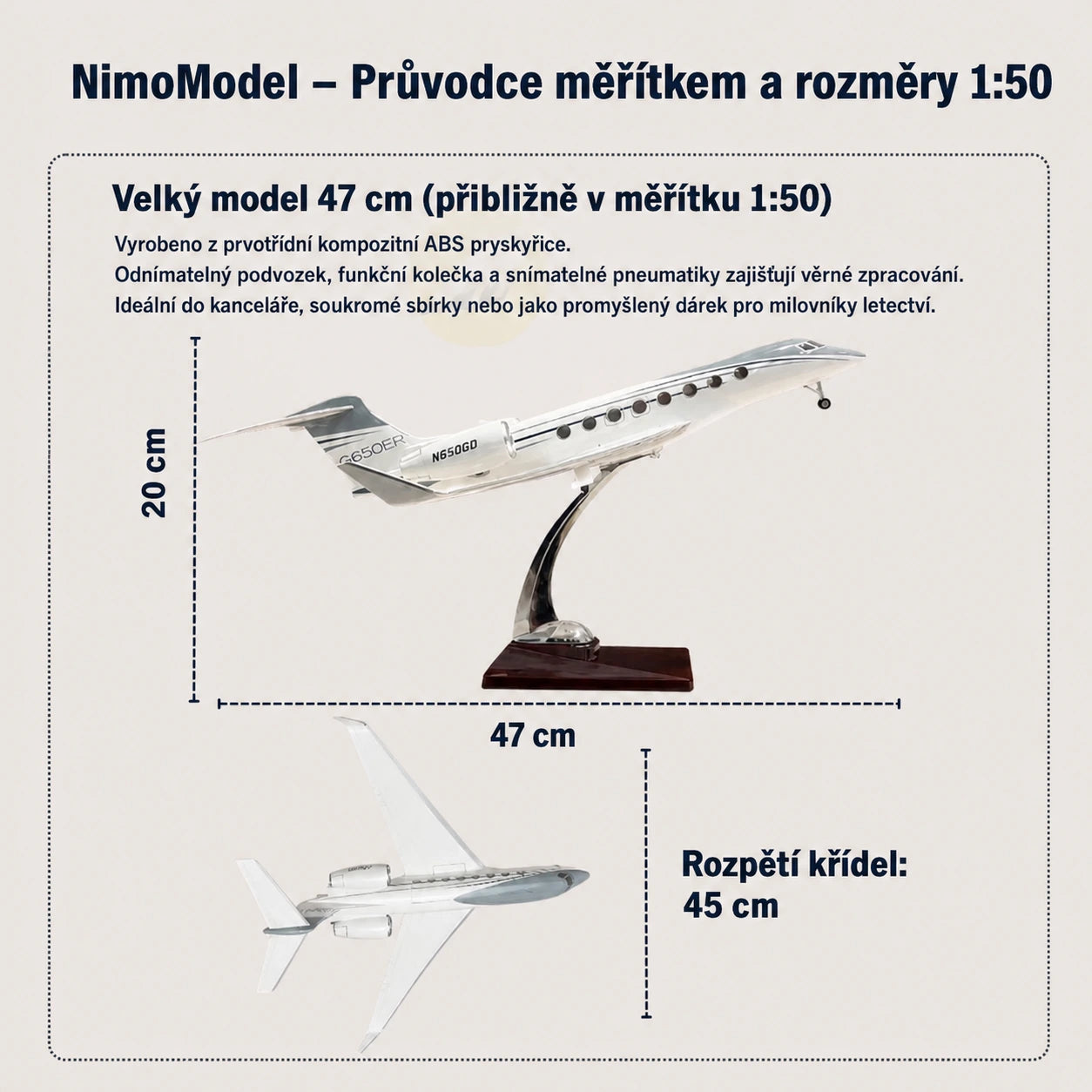 Model Gulfstream G650ER v měřítku 1:50