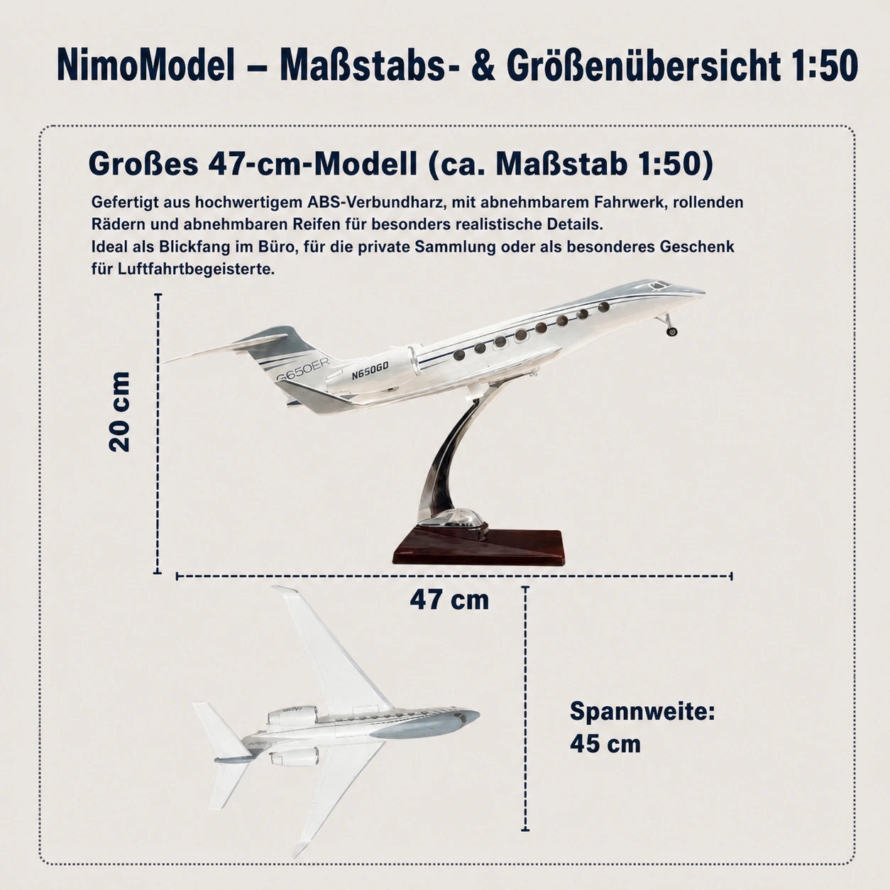 Gulfstream G650ER Modell im Maßstab 1:50