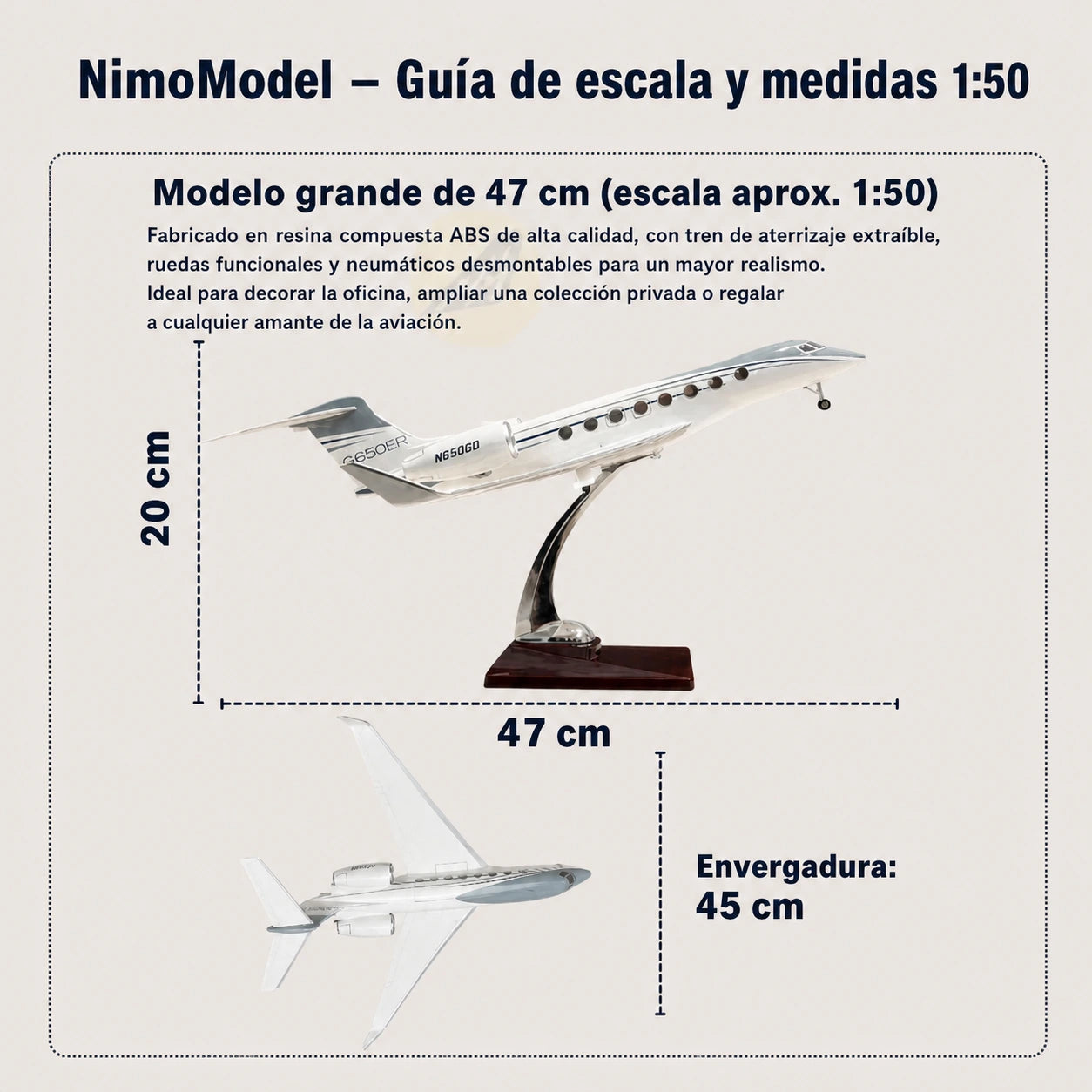 Maqueta Gulfstream G650ER a escala 1:50