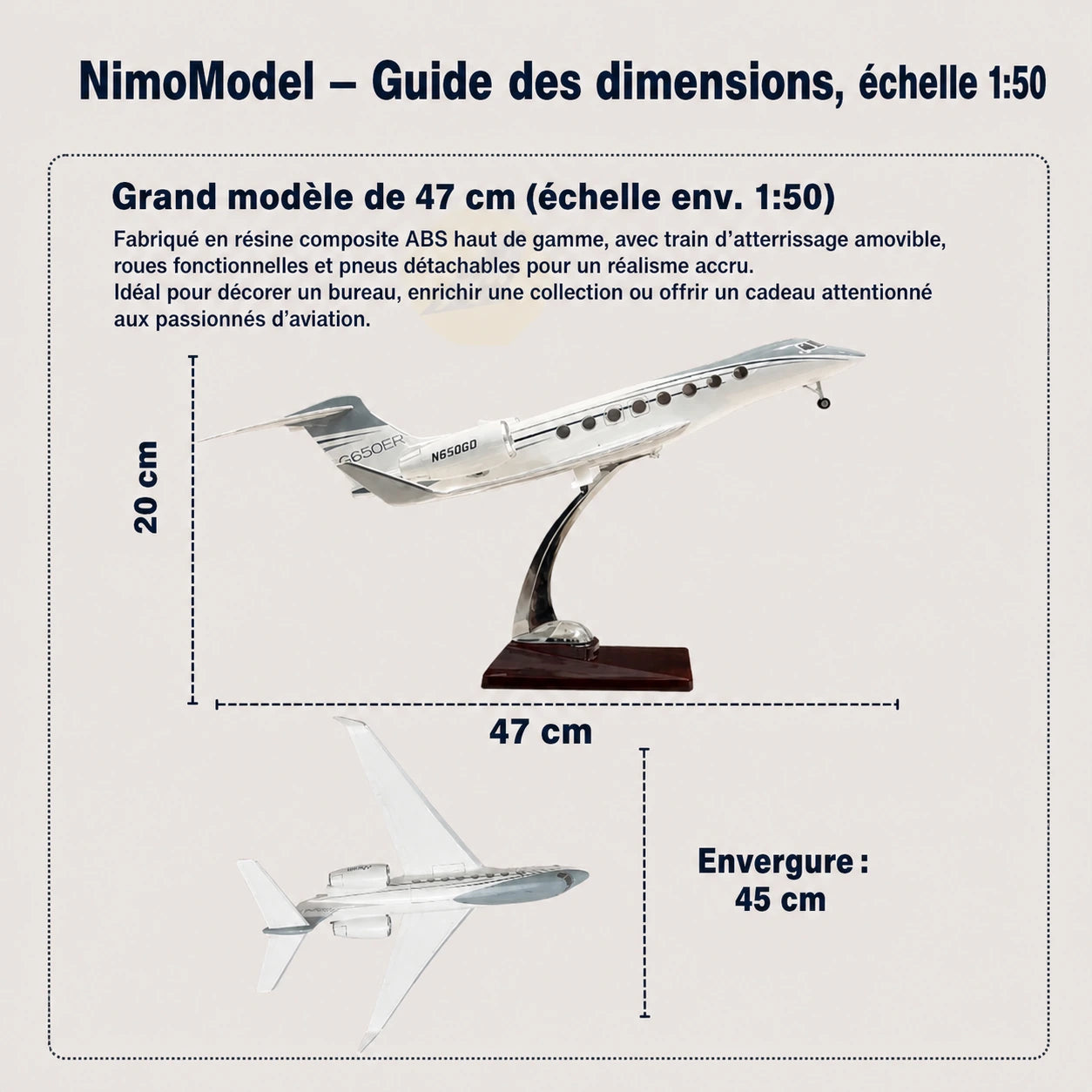 Modèle réduit Gulfstream G650ER à l’échelle 1:50