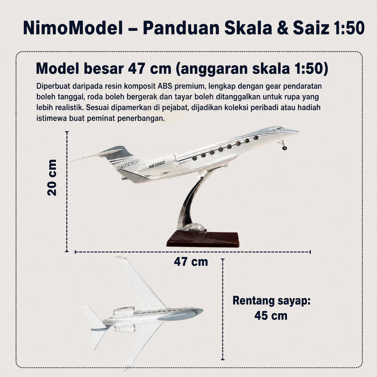 Model Skala 1:50 Gulfstream G650ER