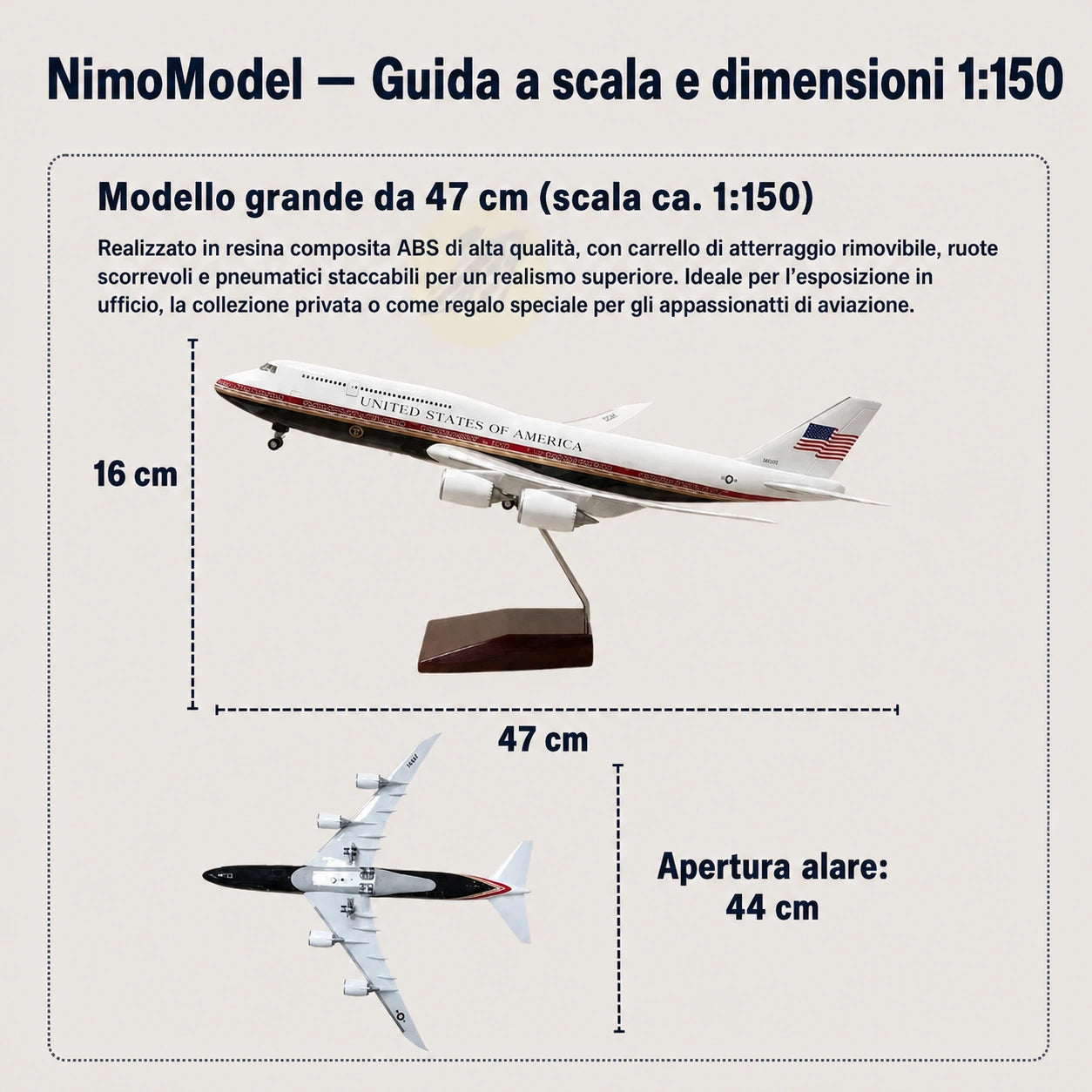 Modello Boeing 747 presidenziale USAF in scala 1:150