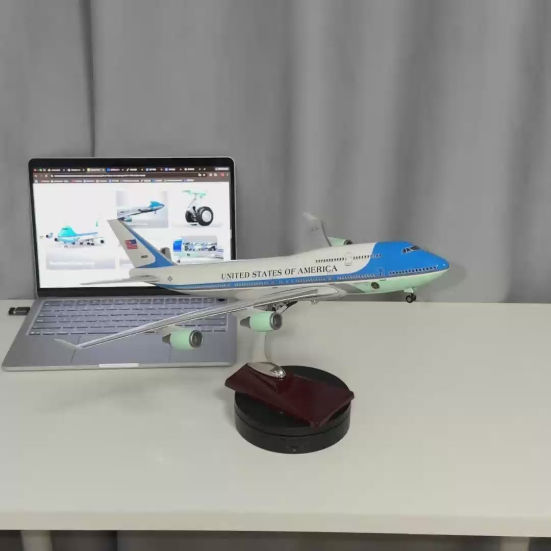 Load video: US Air Force One Boeing 747 1:150 Scale Model