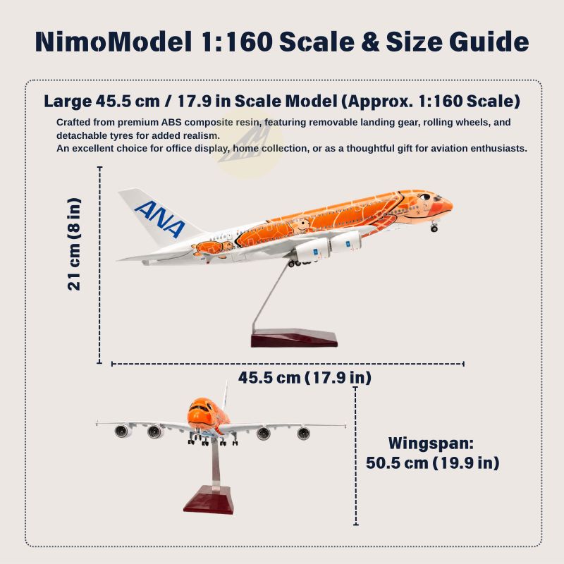Modellino Airbus A380 “Flying Honu” Ka La ANA in scala 1:160
