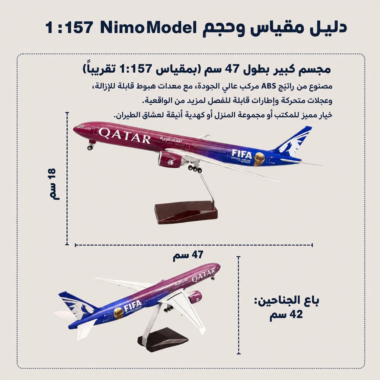 مجسم بوينغ 777 التابعة للخطوط الجوية القطرية – إصدار Formula 1 بمقياس 1:135