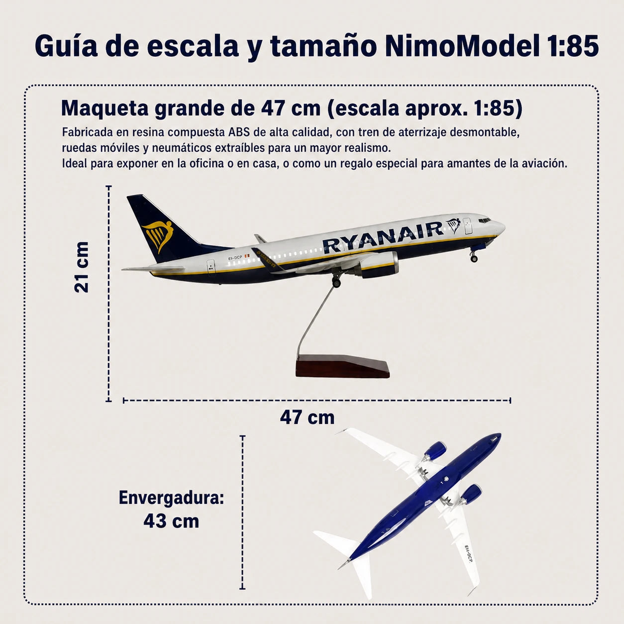 Maqueta Boeing 737 de Ryanair a escala 1:85
