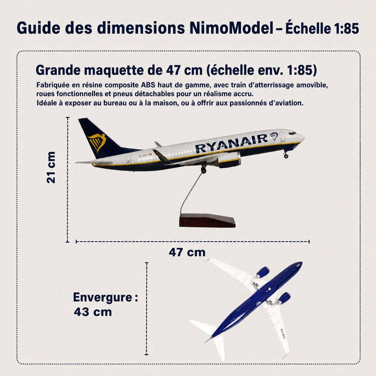 Maquette Boeing 737 de Ryanair à l’échelle 1:85