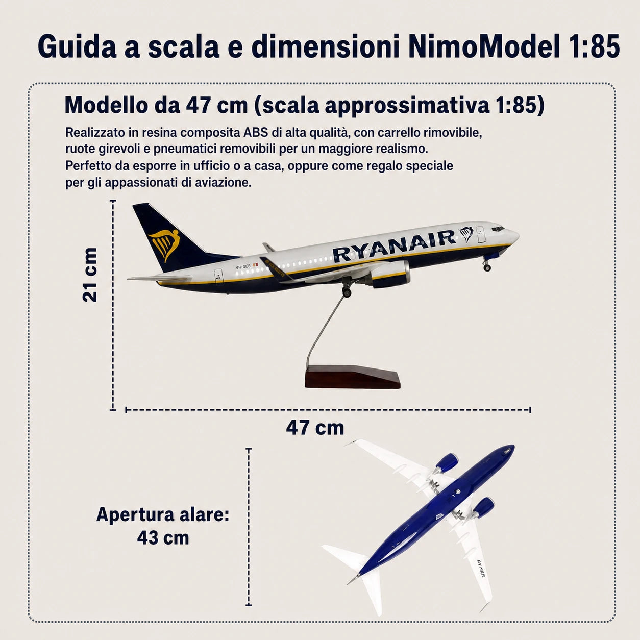 Modellino Boeing 737 Ryanair in scala 1:85