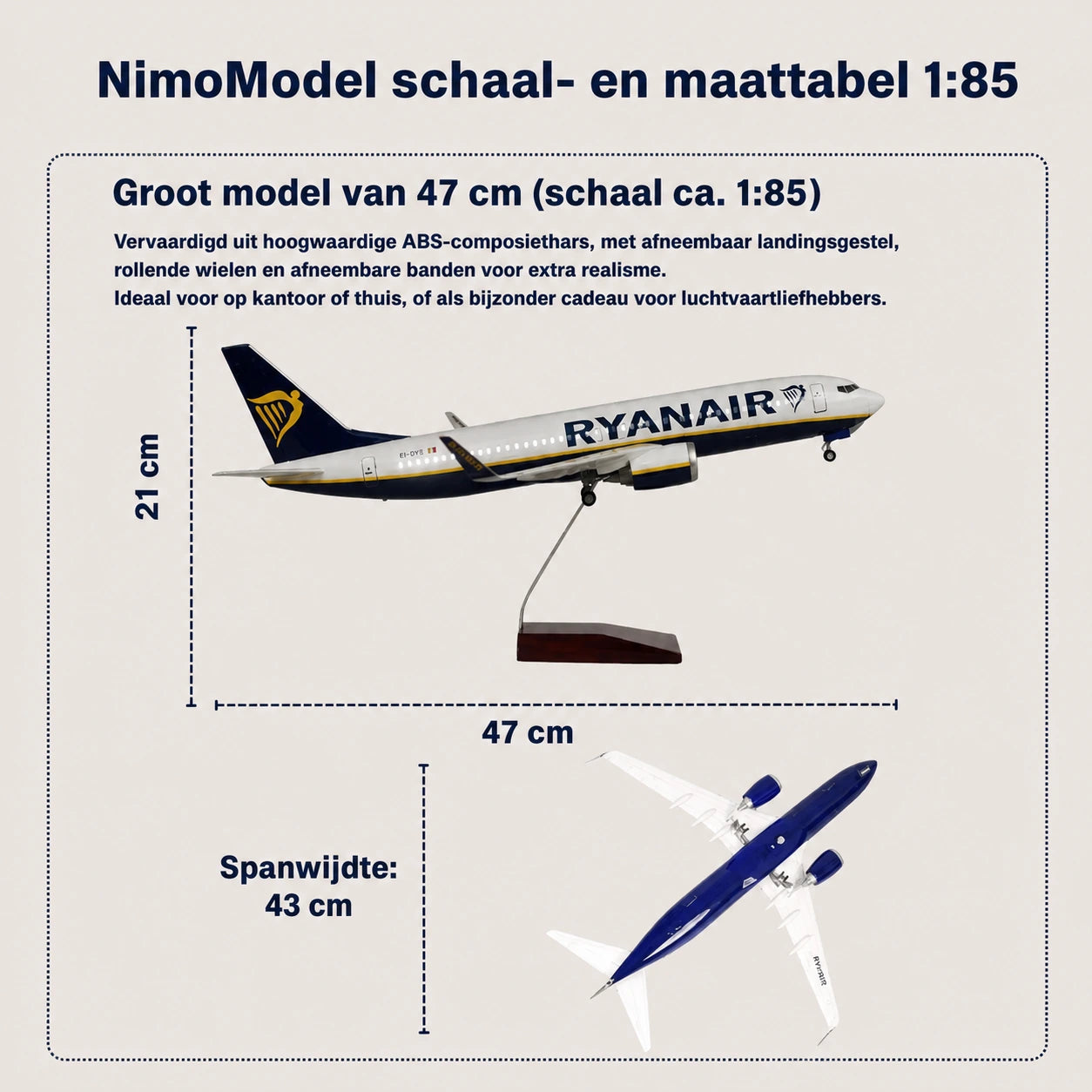 Schaalmodel Ryanair Boeing 737 1:85