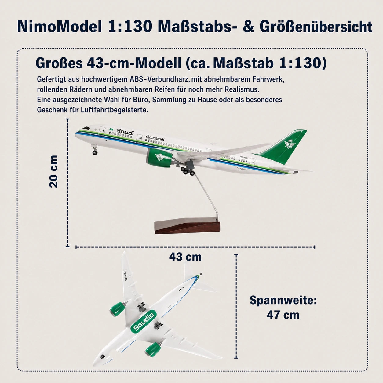 Saudia Boeing 787 Dreamliner – Modell im Maßstab 1:130