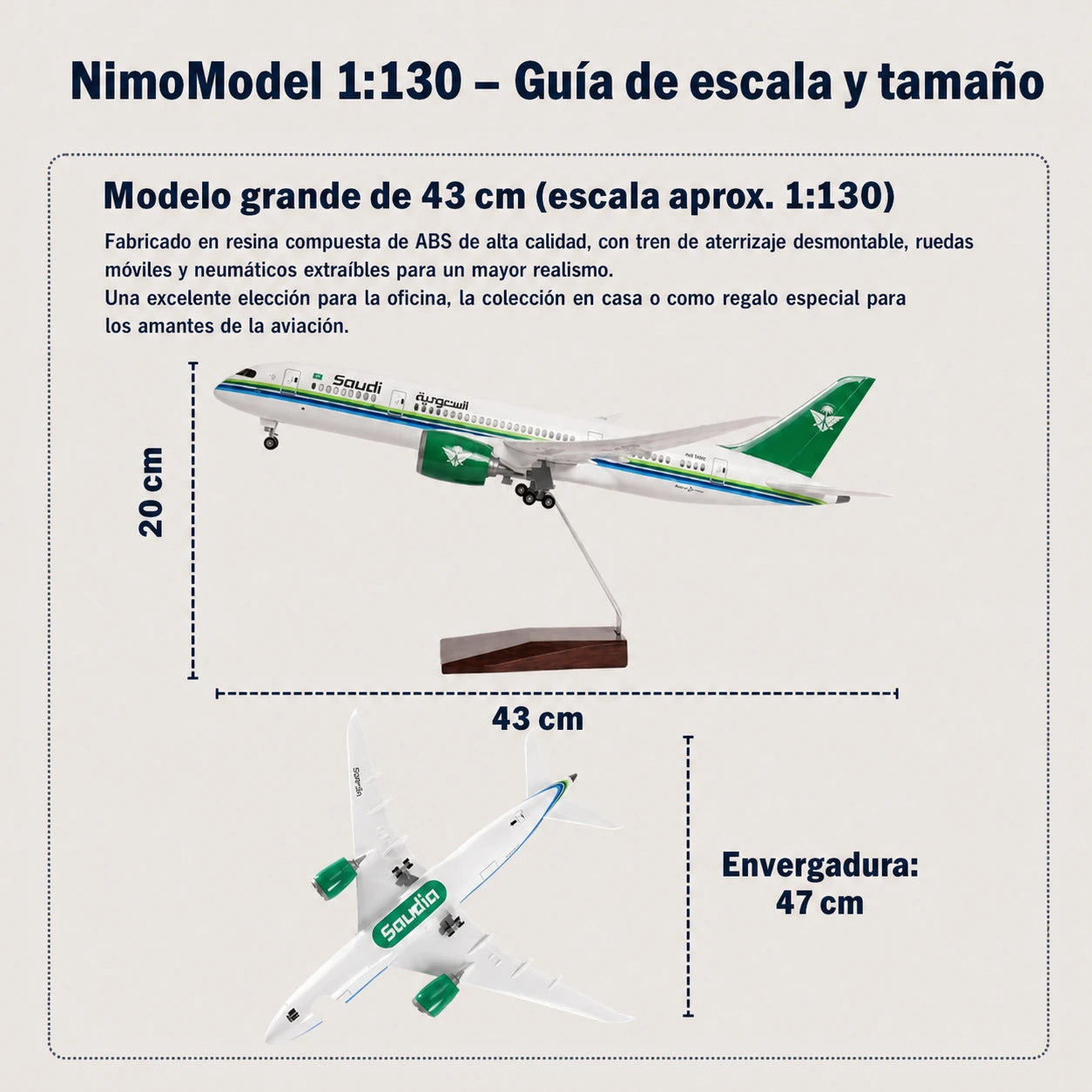 Modelo Saudia Boeing 787 Dreamliner a escala 1:130