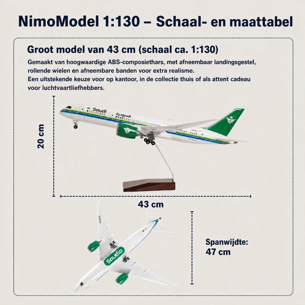 Saudia Boeing 787 Dreamliner schaalmodel 1:130
