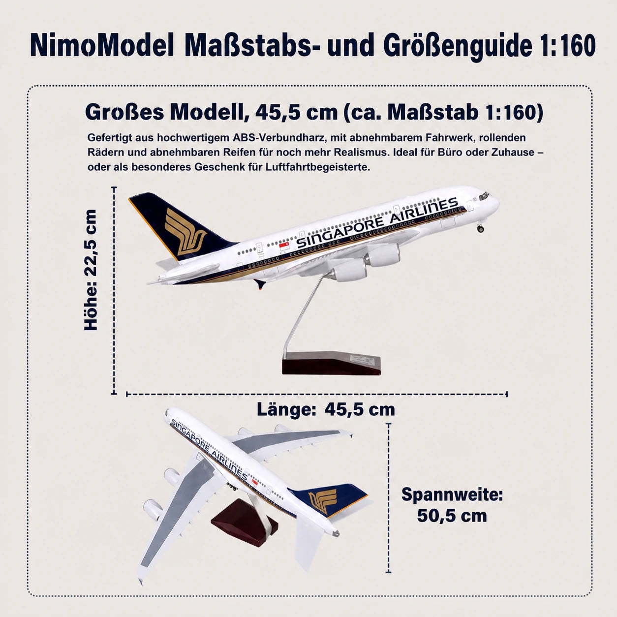 Singapore Airlines Airbus A380 – Modell im Maßstab 1:160