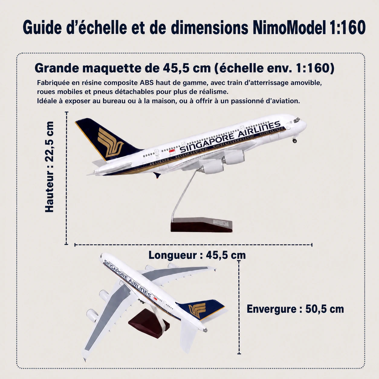 Maquette Airbus A380 de Singapore Airlines à l’échelle 1:160
