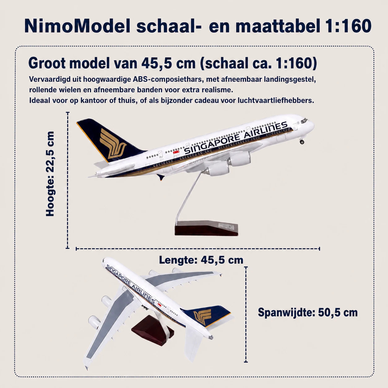 Schaalmodel Singapore Airlines Airbus A380 1:160