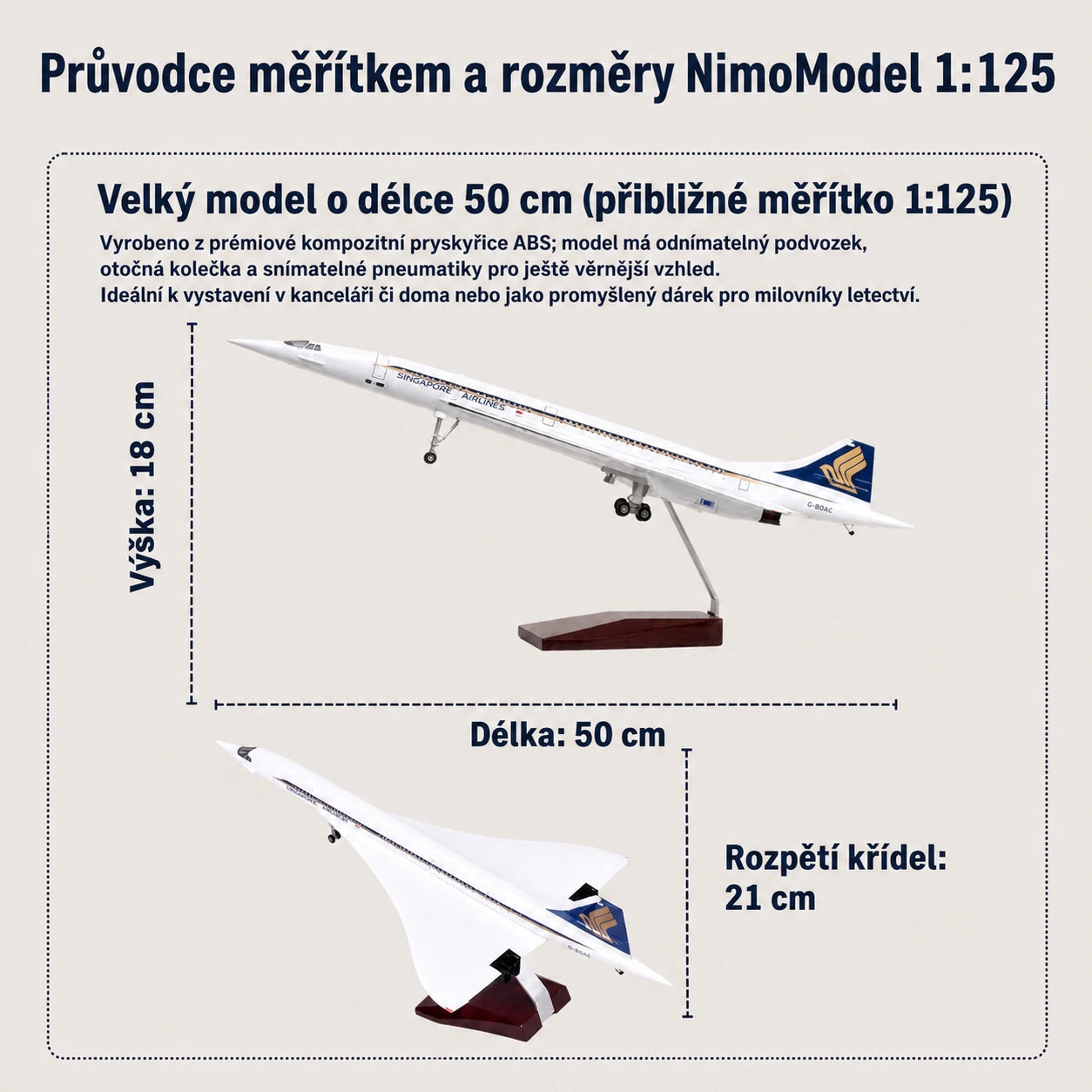 Model Singapore Airlines Concorde v měřítku 1:125