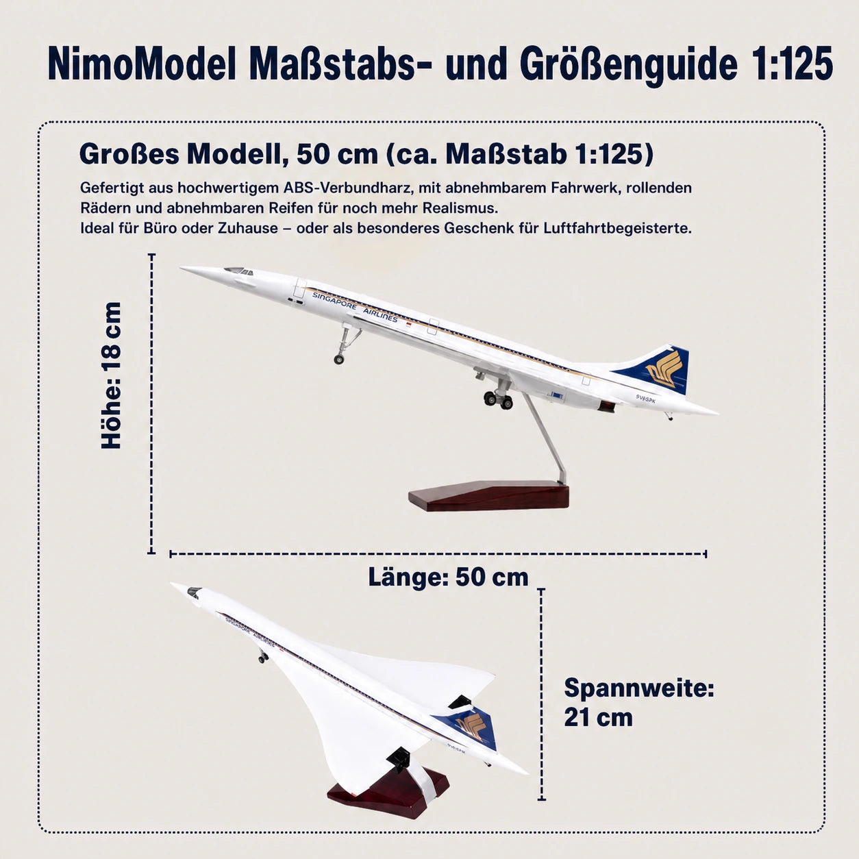 Singapore Airlines Concorde – Modell im Maßstab 1:125
