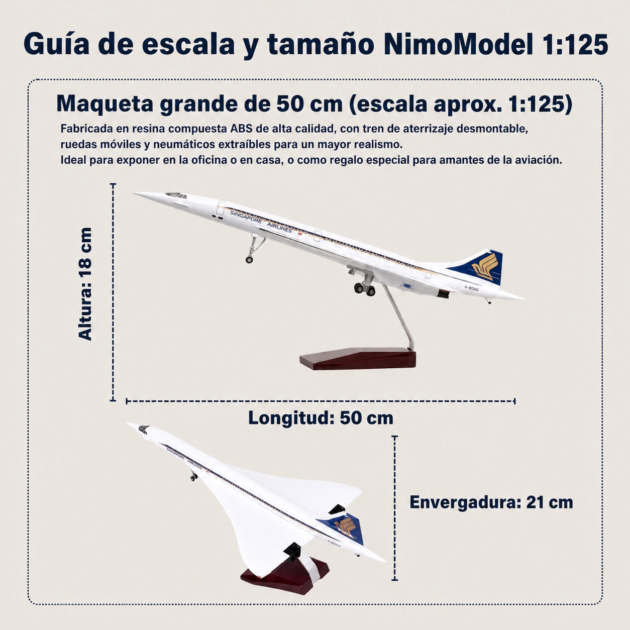 Maqueta Concorde de Singapore Airlines a escala 1:125