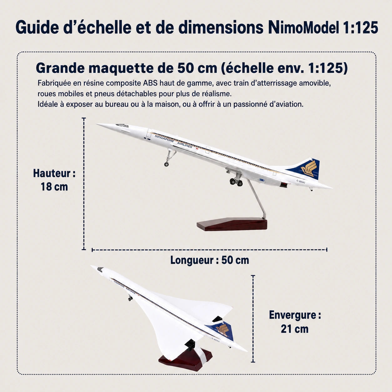 Maquette Concorde de Singapore Airlines à l’échelle 1:125