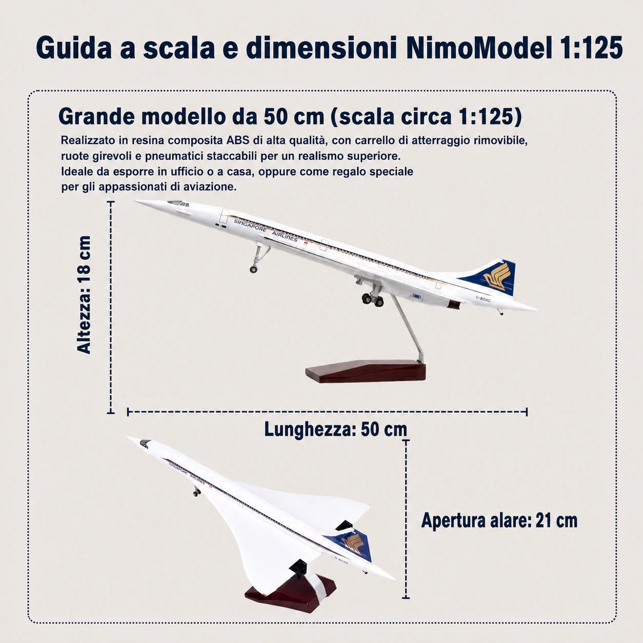 Modellino Concorde Singapore Airlines in scala 1:125