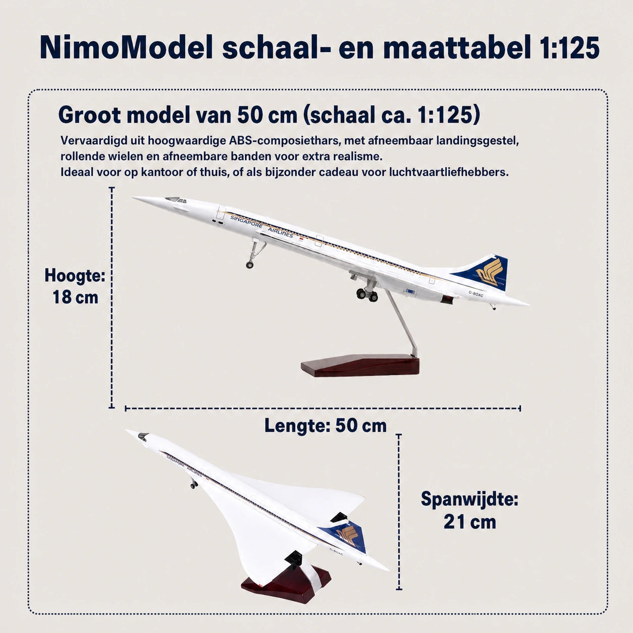Schaalmodel Singapore Airlines Concorde 1:125
