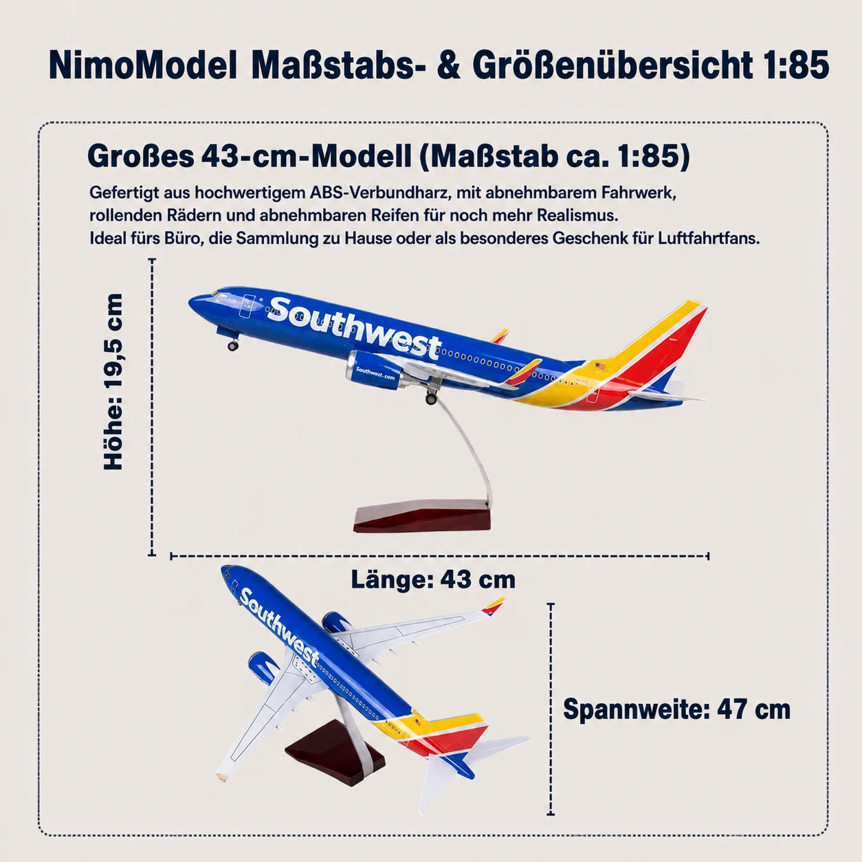Southwest Airlines Boeing 737 – Modell im Maßstab 1:85