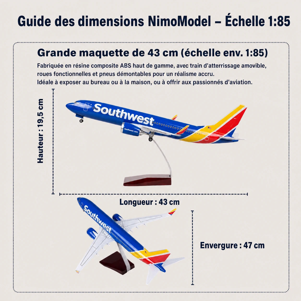 Maquette Boeing 737 de Southwest Airlines à l’échelle 1:85