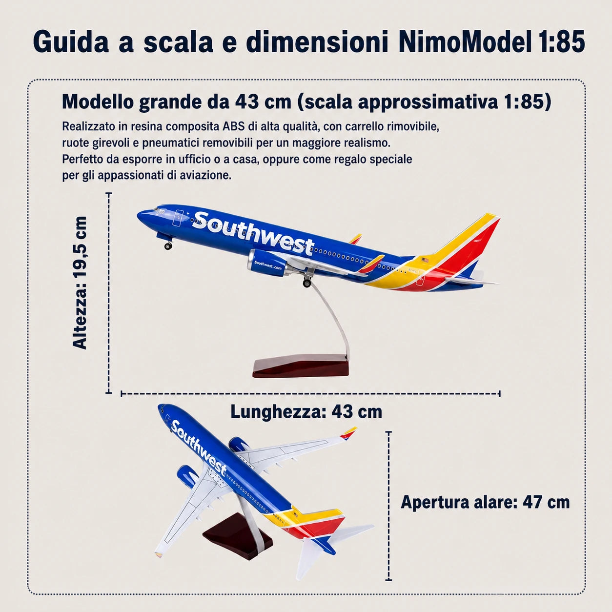 Modellino Boeing 737 Southwest Airlines in scala 1:85
