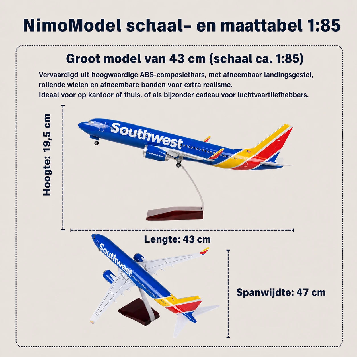 Schaalmodel Southwest Airlines Boeing 737 1:85