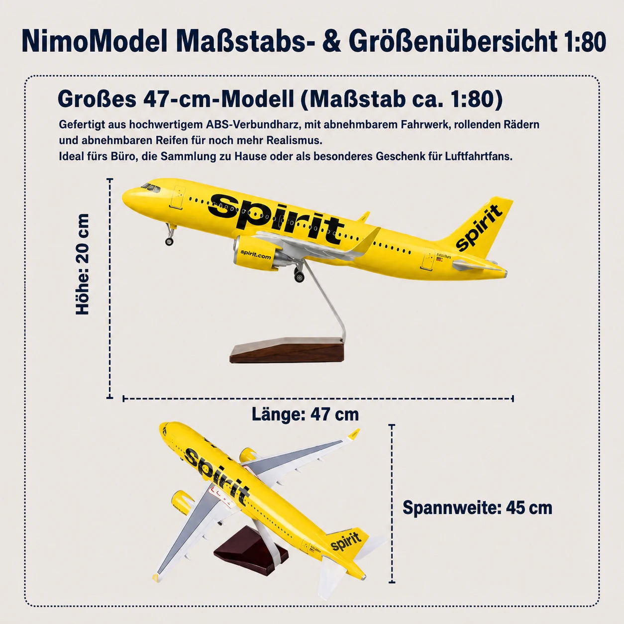 Spirit Airlines Airbus A320 – Modell im Maßstab 1:80