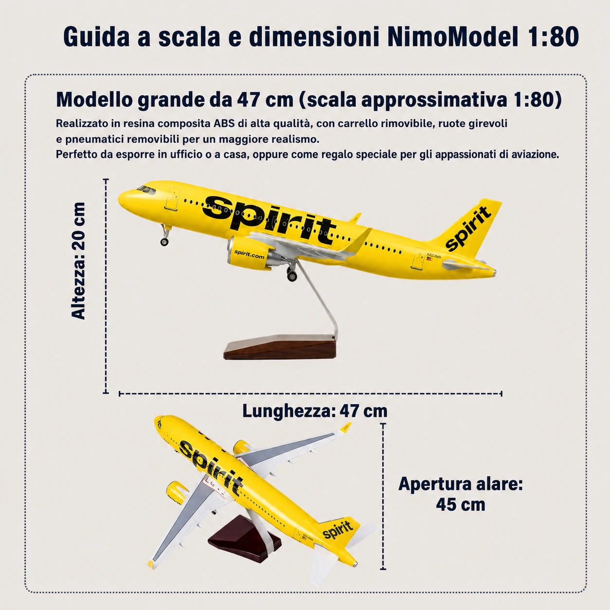 Modellino Airbus A320 Spirit Airlines in scala 1:80