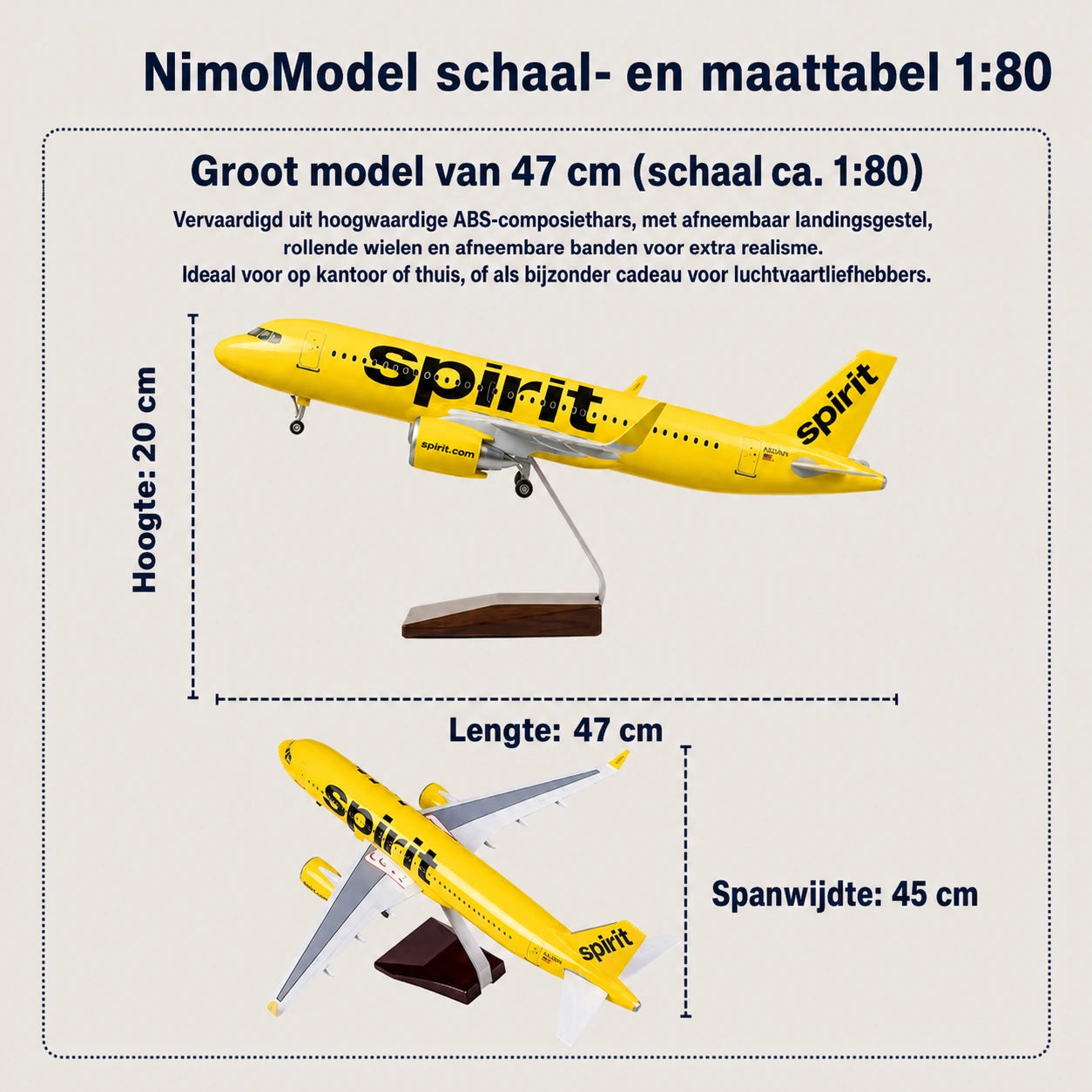 Schaalmodel Spirit Airlines Airbus A320 1:80