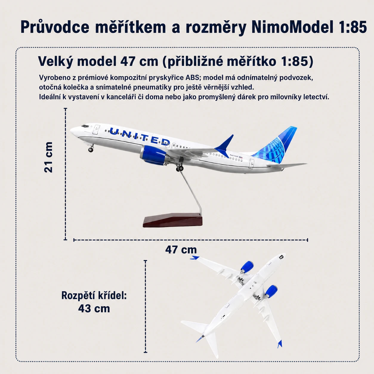 Model United Airlines Boeing 737 v měřítku 1:85