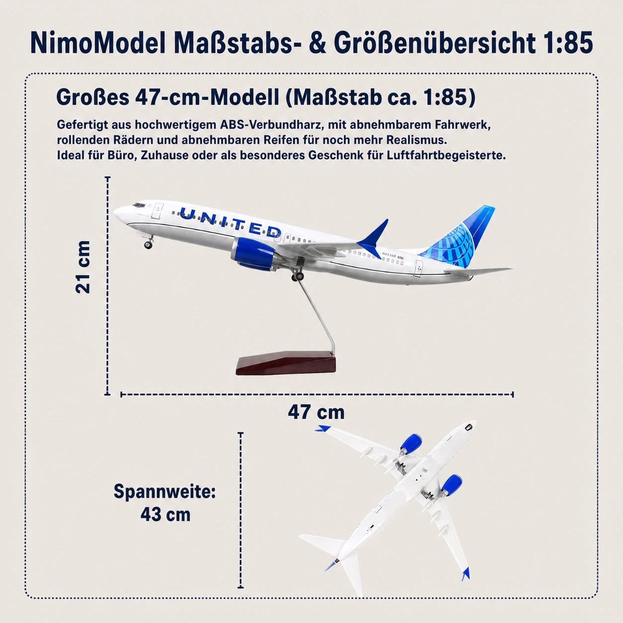 United Airlines Boeing 737 – Modell im Maßstab 1:85