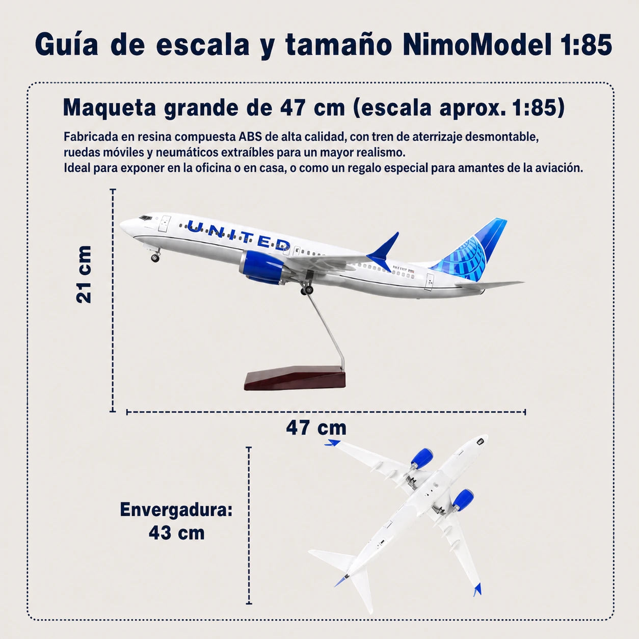 Maqueta Boeing 737 de United Airlines a escala 1:85