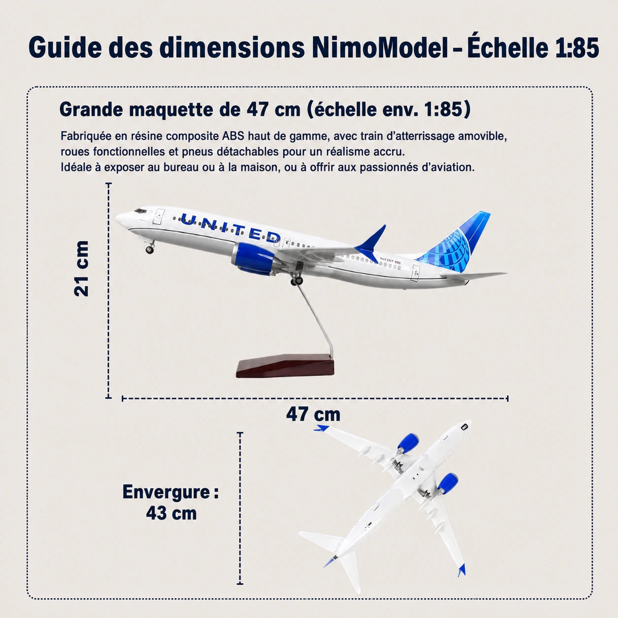 Maquette Boeing 737 de United Airlines à l’échelle 1:85